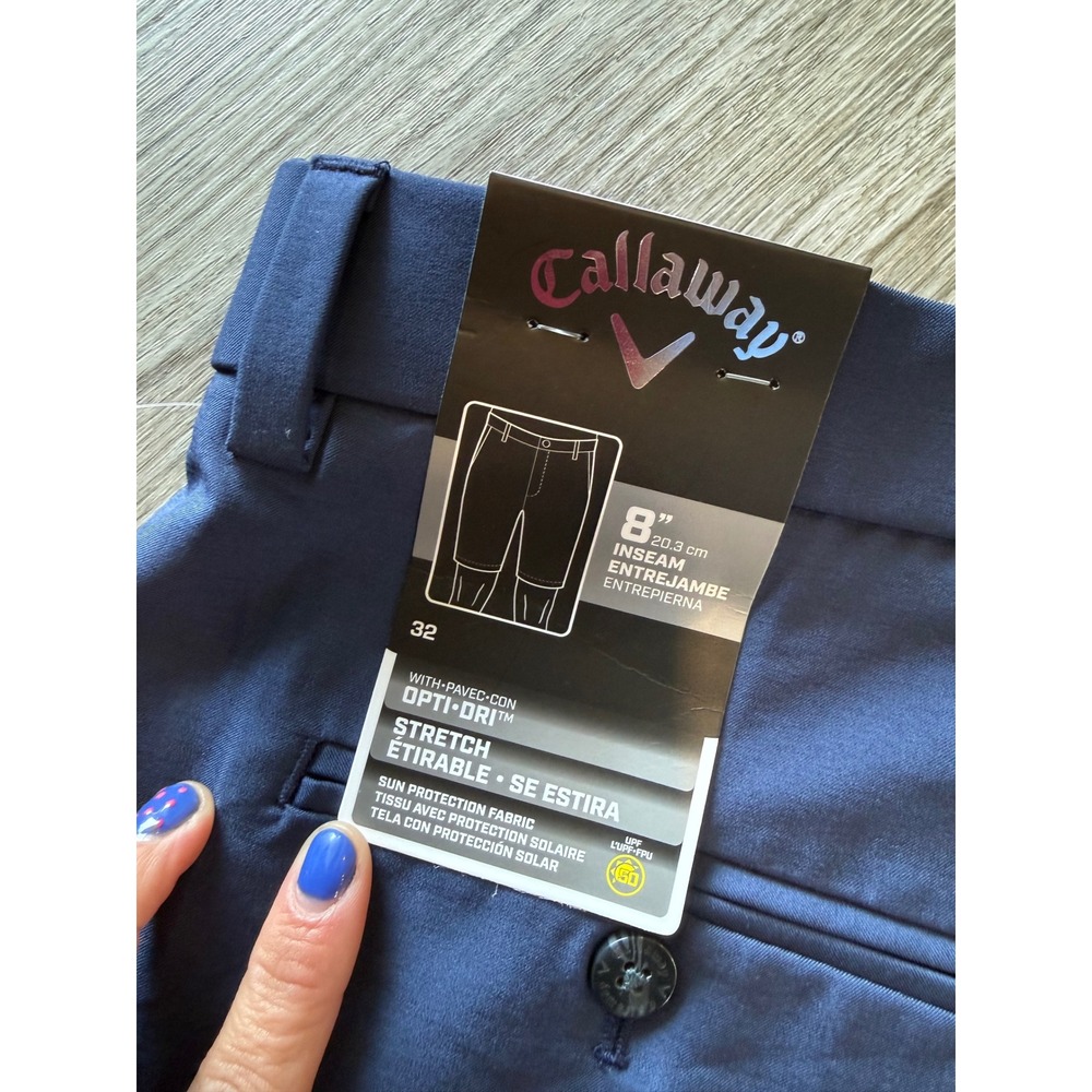 Callaway Mens Golf Shorts Men Size 32 Navy Opti-Dri Stretch UPF 50 8 Inch Inseam - Picture 4 of 9